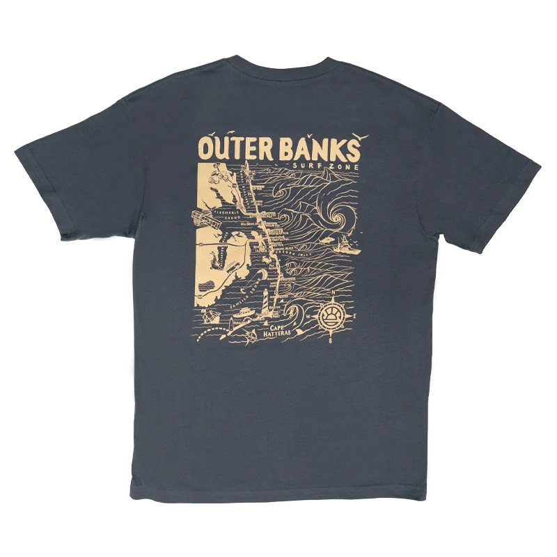 REAL Outer Banks Map Tee-Harbor Blue