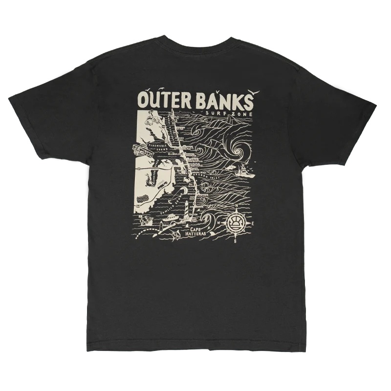 REAL Outer Banks Map Tee-Vintage Black