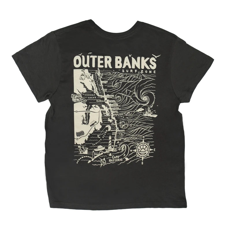 REAL Outer Banks Map Wmn’s Boyfriend Tee-Vintage Black