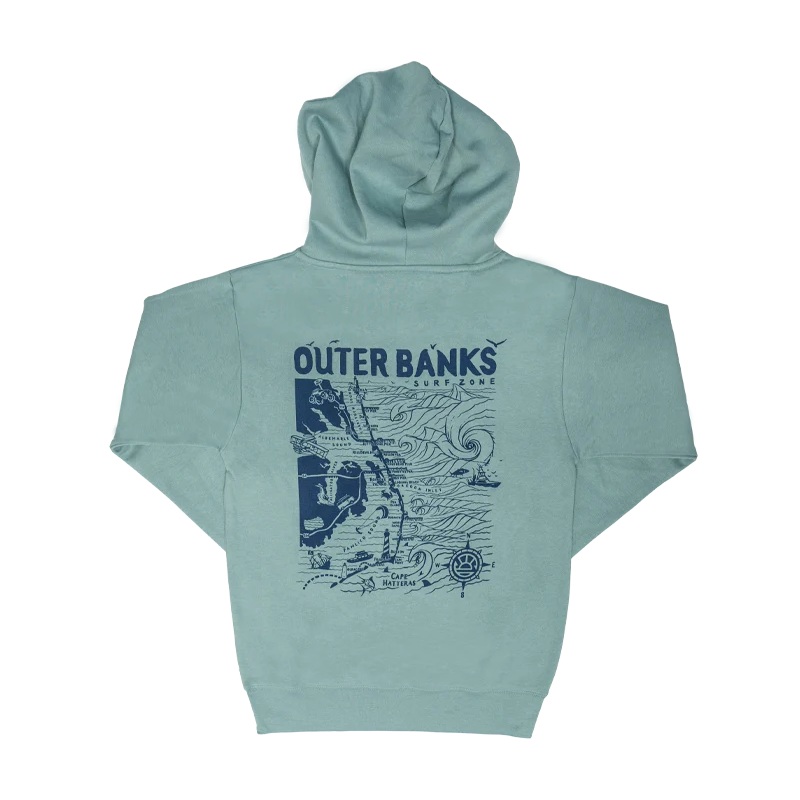 REAL Outer Banks Map Wmn’s Hooded Sweatshirt-Agave