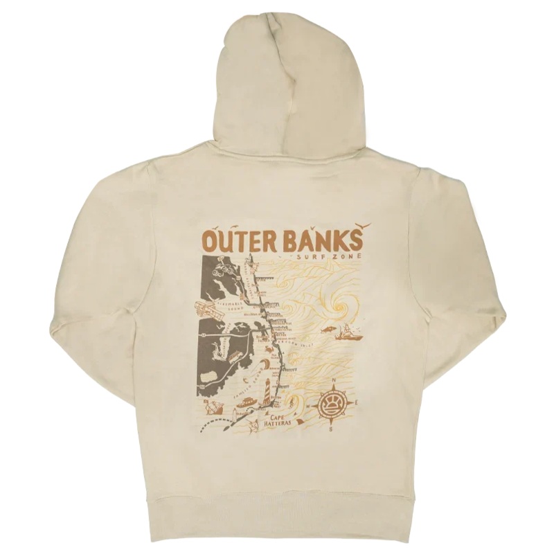 REAL Outer Banks Map Wmn’s Hooded Sweatshirt-Bone