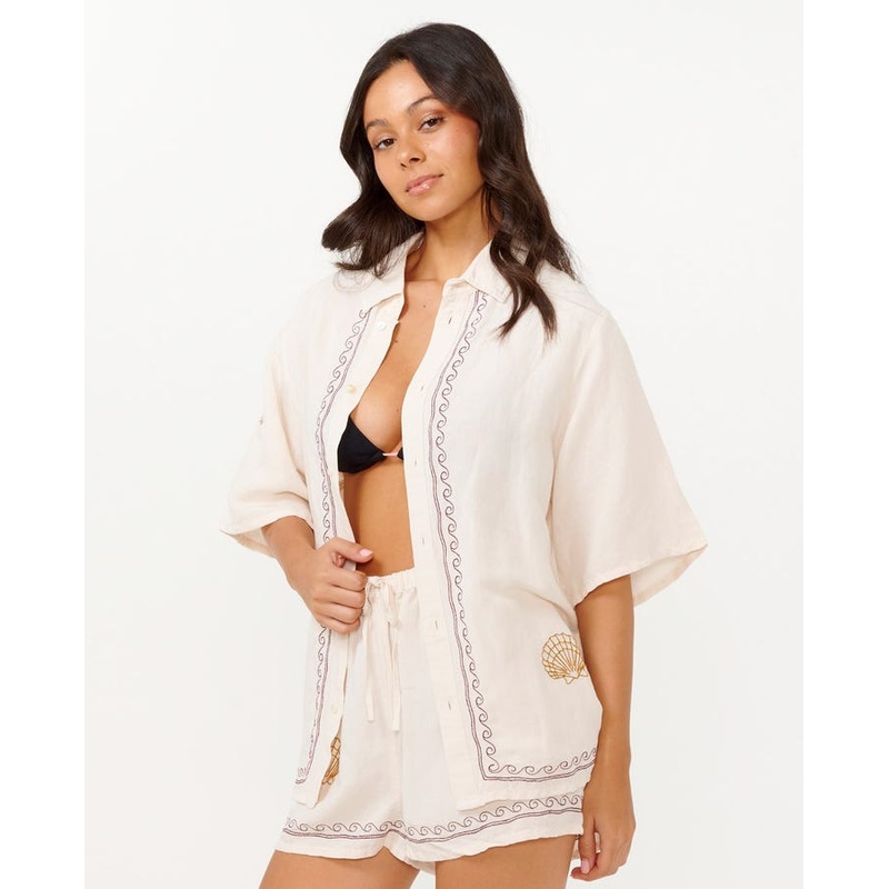 Rip Curl Beach Party Embroidered Shirt-Off White