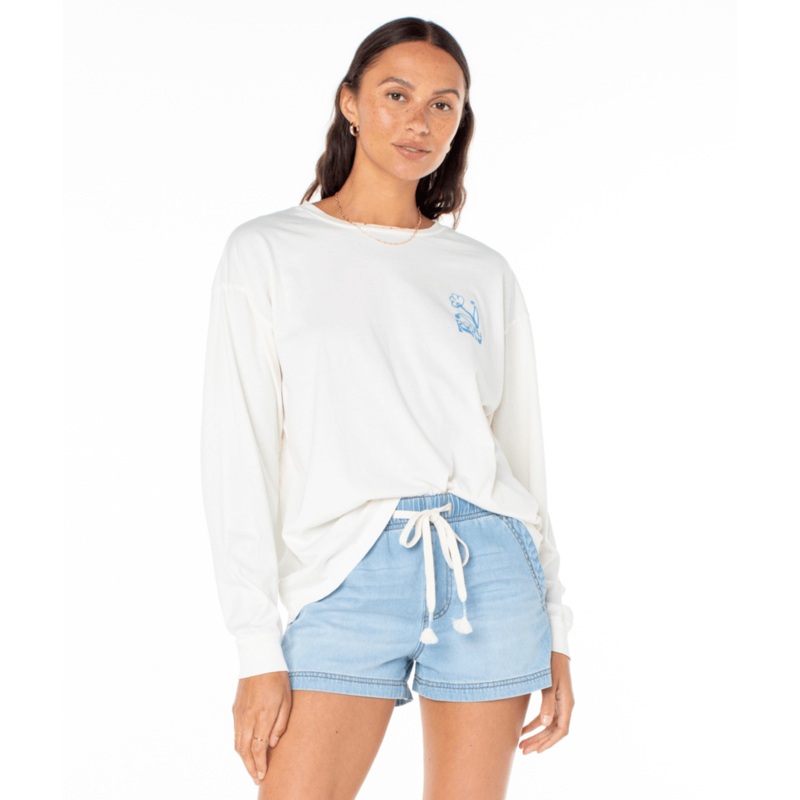 Roxy Celbration Poster L/S Tee-Egret
