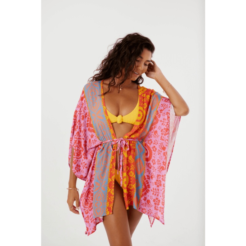 Roxy Wanderer Cover Up Kimono Dress-Multi