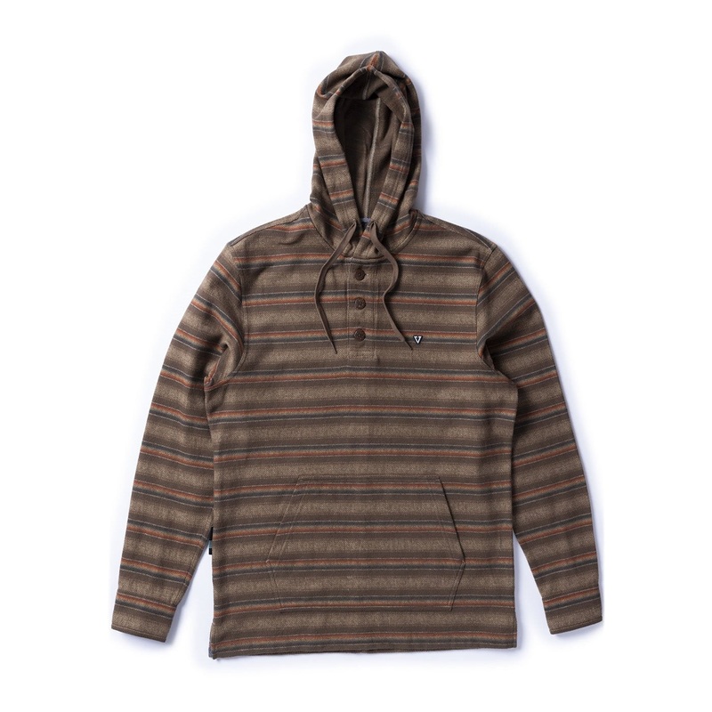 Vissla Descanso Eco Hooded Popover L/S Shirt-Dark Earth