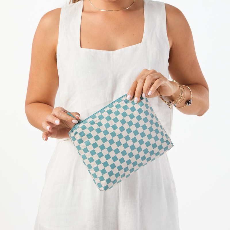Aloha Collection Petite Check INV Small Pouch-Tide/Sandstone