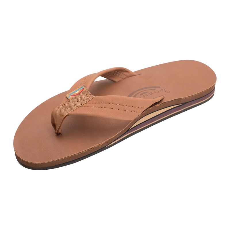 Rainbow Double Layer Leather Sandal-Classic Tan w/Brown