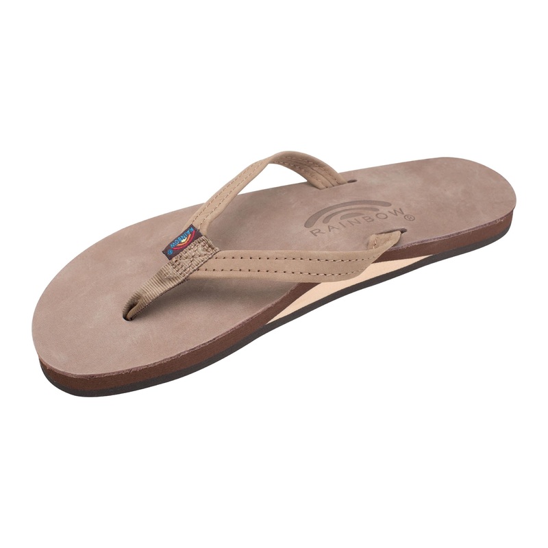 Rainbow Single Layer Leather Narrow Sandal-Dark Brown