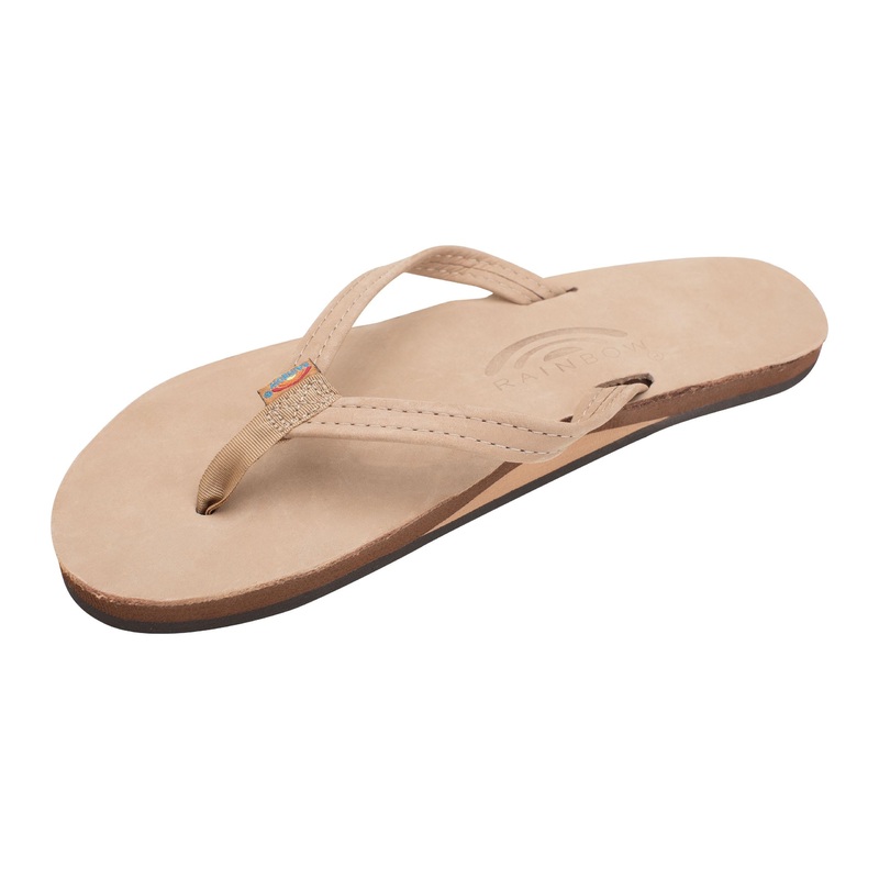 Rainbow Single Layer Leather Narrow Sandal-Sierra Brown