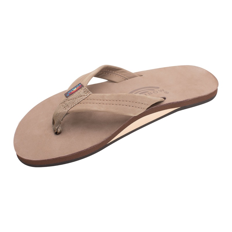 Rainbow Single Layer Leather Sandal-Dark Brown