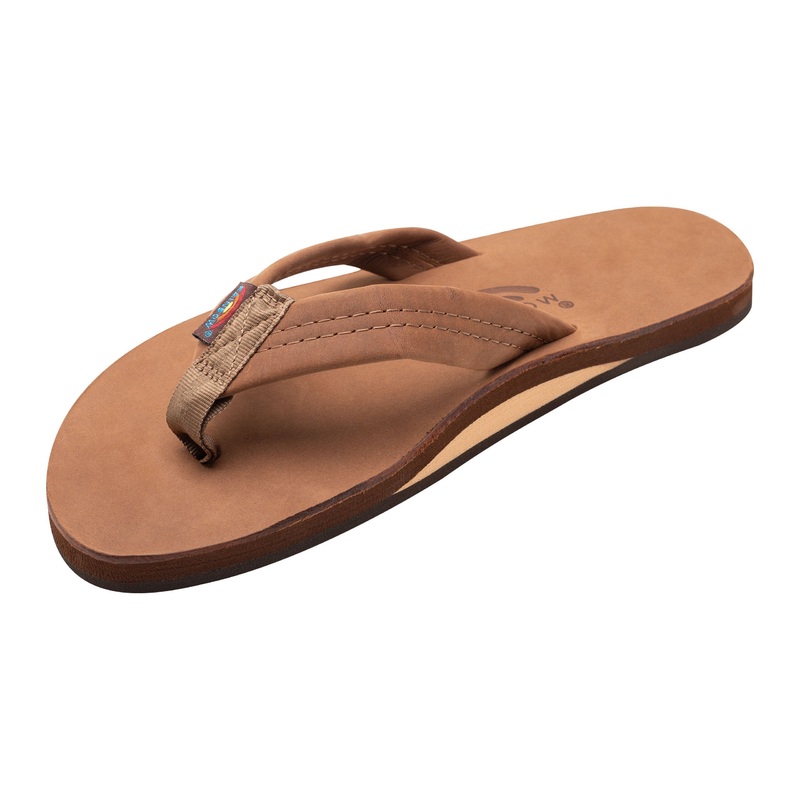 Rainbow Single Layer Leather Sandal-Redwood