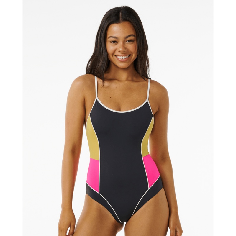 Rip Curl Hibiscus Heat Splice One Piece-Washed Black
