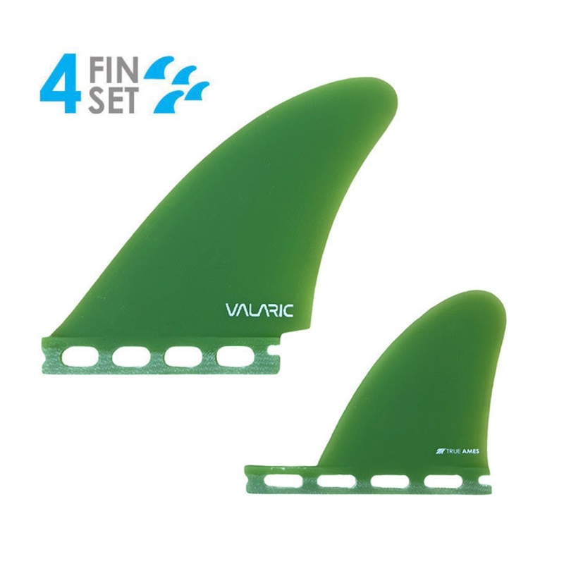 True Ames Valaric Solid Fiberglass Quad Fin Set-Green