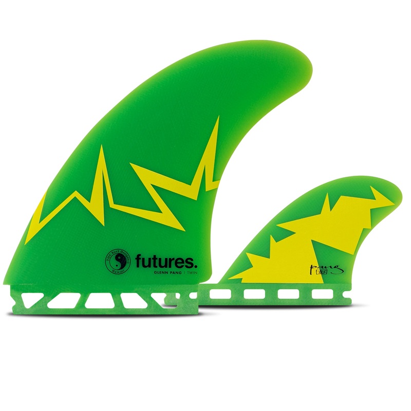 Futures Glenn Pang Twin +1 Fin Set-Green/Yellow-Large