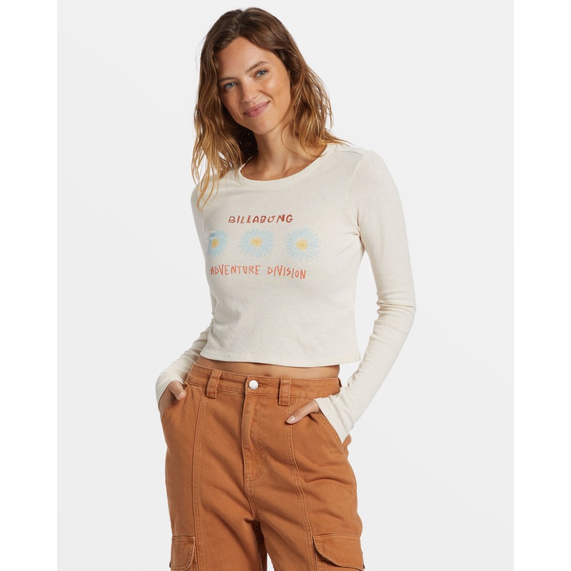 Billabong Cabin Mate Crew L/S Tee-White Cap