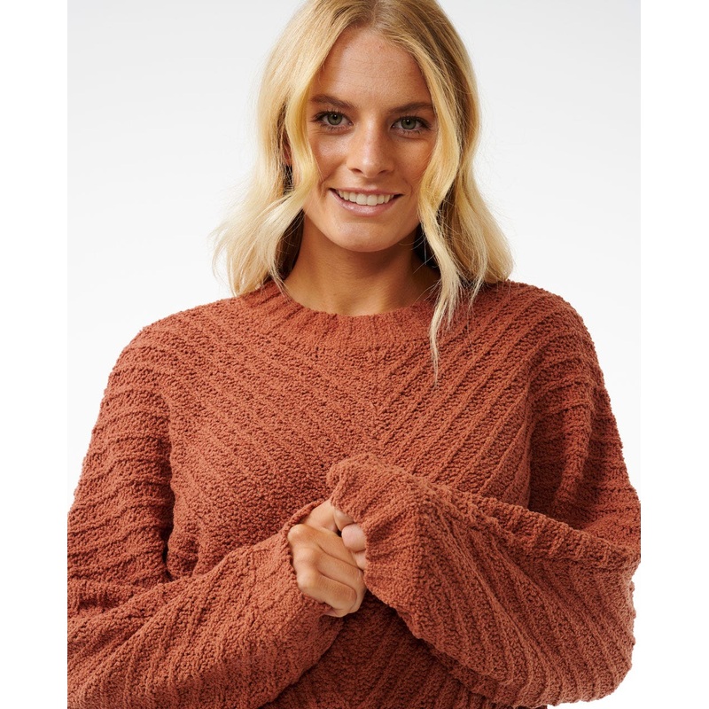 Rip Curl Classic Surf Knit Crew Sweater-Rust