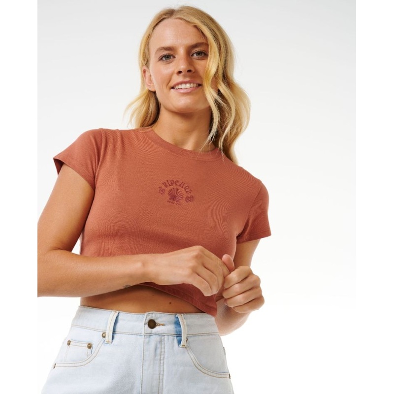 Rip Curl Soleil Baby Tee-Dark Rust