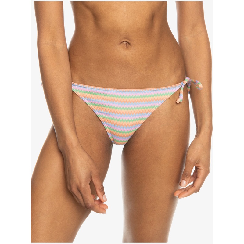 Roxy Wavy Stripe Cheeky Tie Side Bottom-Papaya