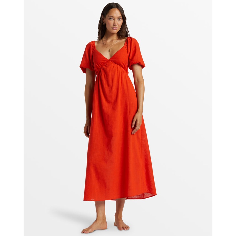 Billabong Love Fade Dress-Sunset Red
