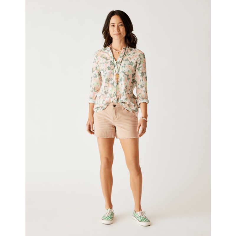 Carve Designs Dylan Gauze Tunic L/S Shirt-Cloud Wildflower