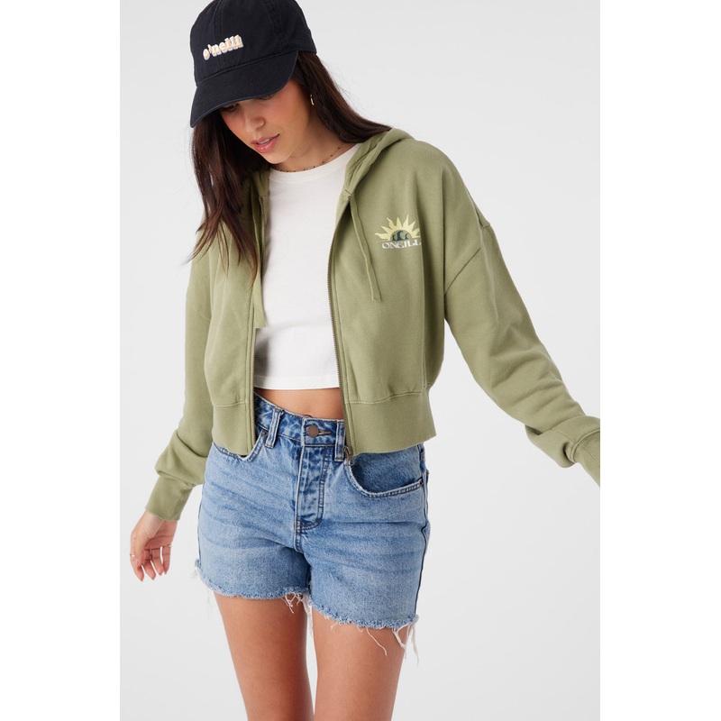 O’Neill Darcie Zip Hooded Sweatshirt-Oil Green