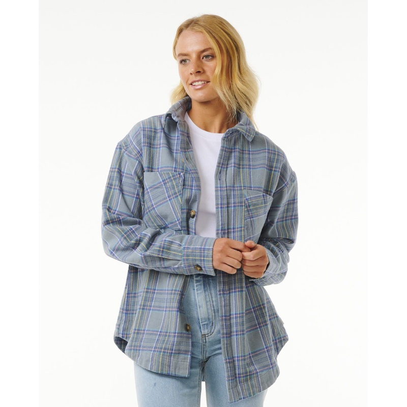 Rip Curl High Tide Soft Flannel L/S Shirt-Mineral Blue