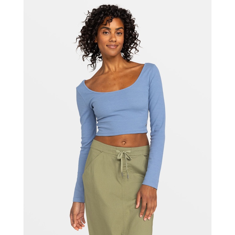 Roxy Good Keepsake Rib L/S Shirt-Infinity Blue