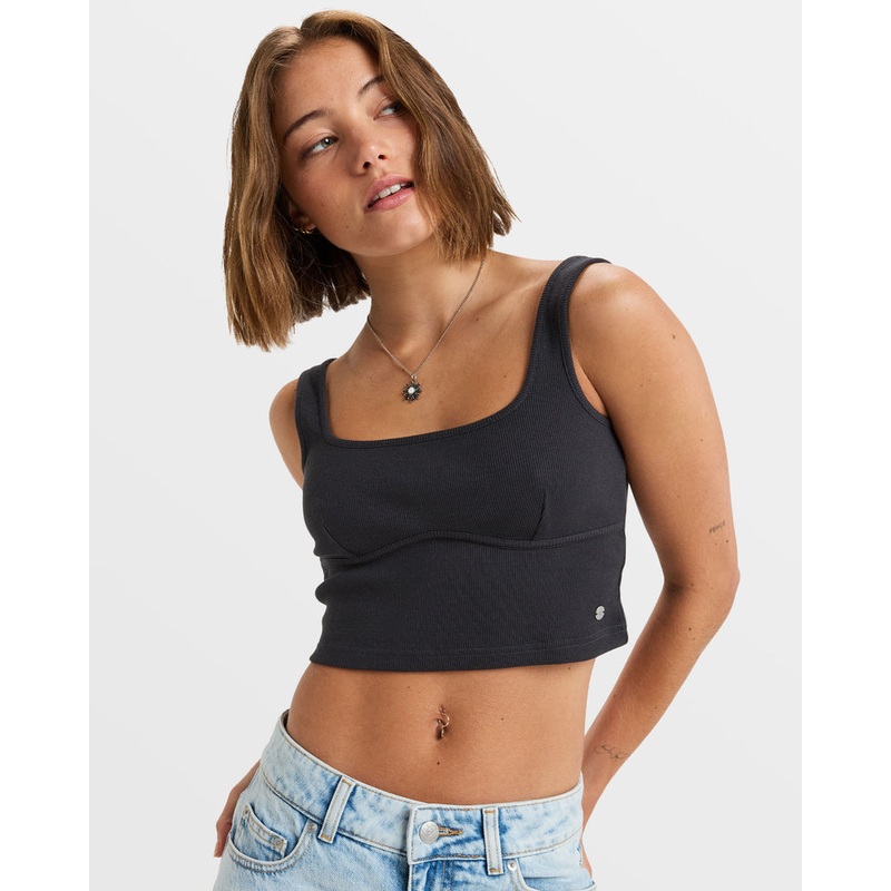 Roxy Pretty Please Rib Tank-Phantom