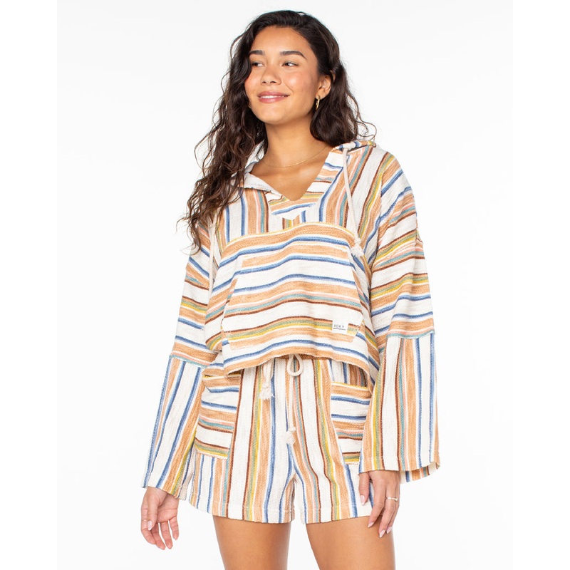 Roxy Rich Coast Stripe Sweatshirt-Camel