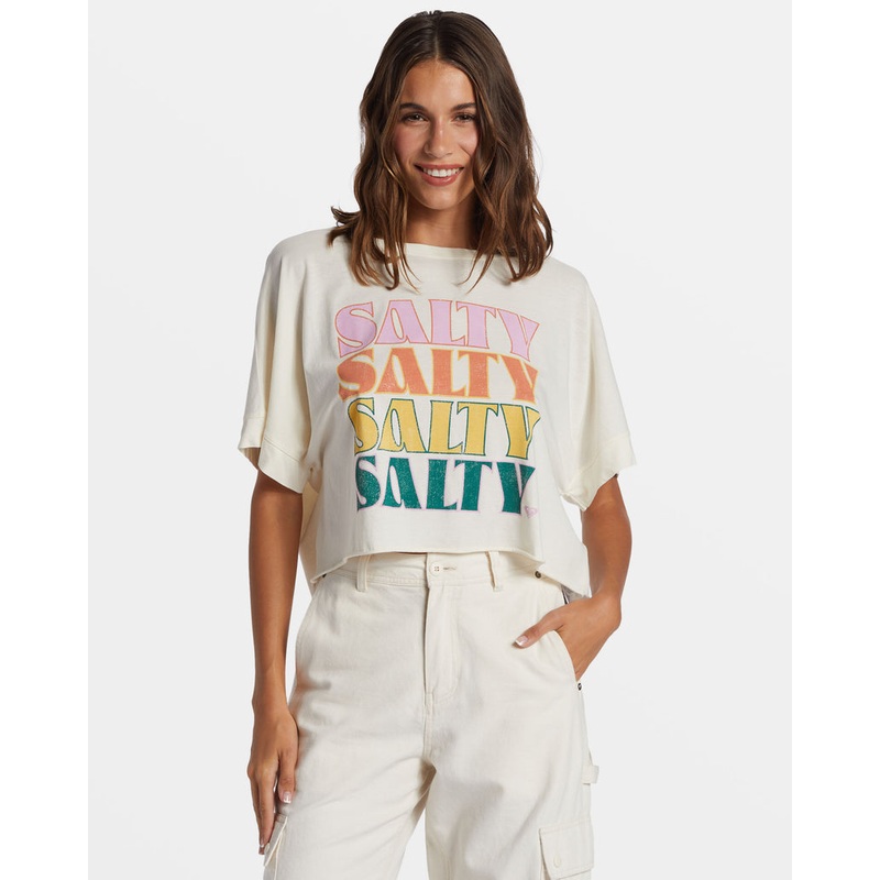 Roxy Salty Stack Tee-Egret