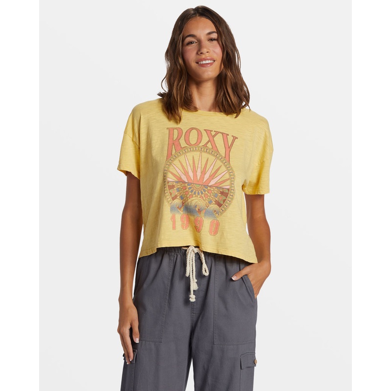 Roxy Surfs Up Tee-Cornsilk
