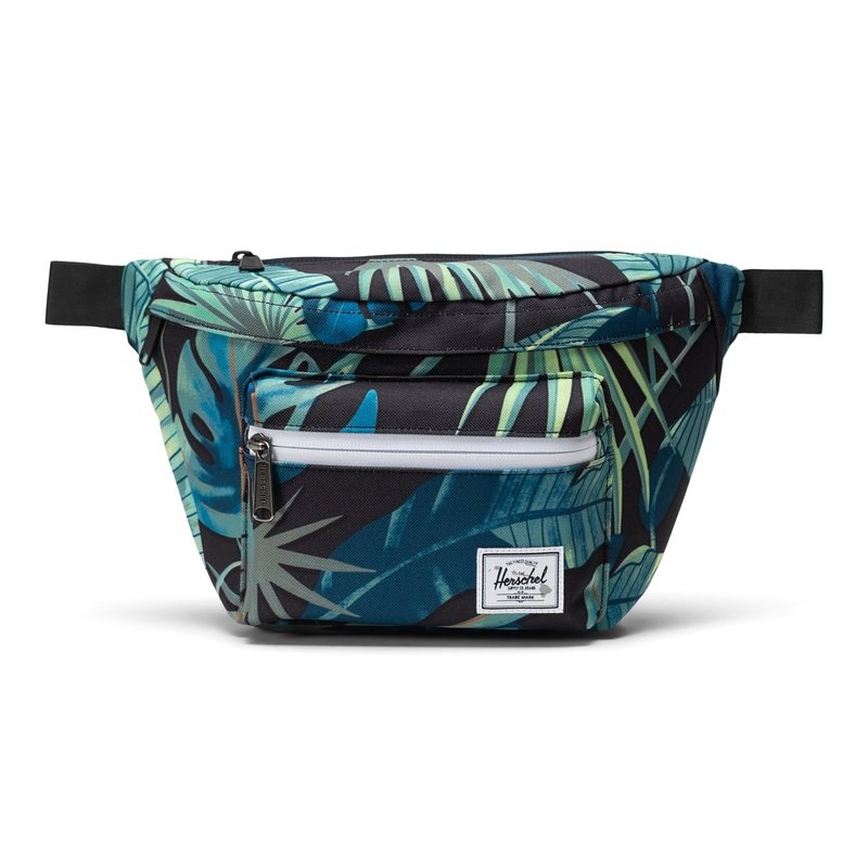 Herschel Pop Quiz Hip Bag-Black Palm Leaves