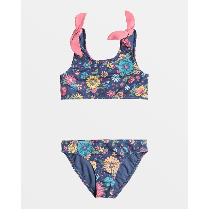 Roxy Girls Baja Baby Crop Top Bikini-Bijou Blue