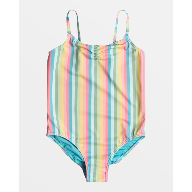 Roxy Girls Rainbow Stripe One Piece-Maui Blue