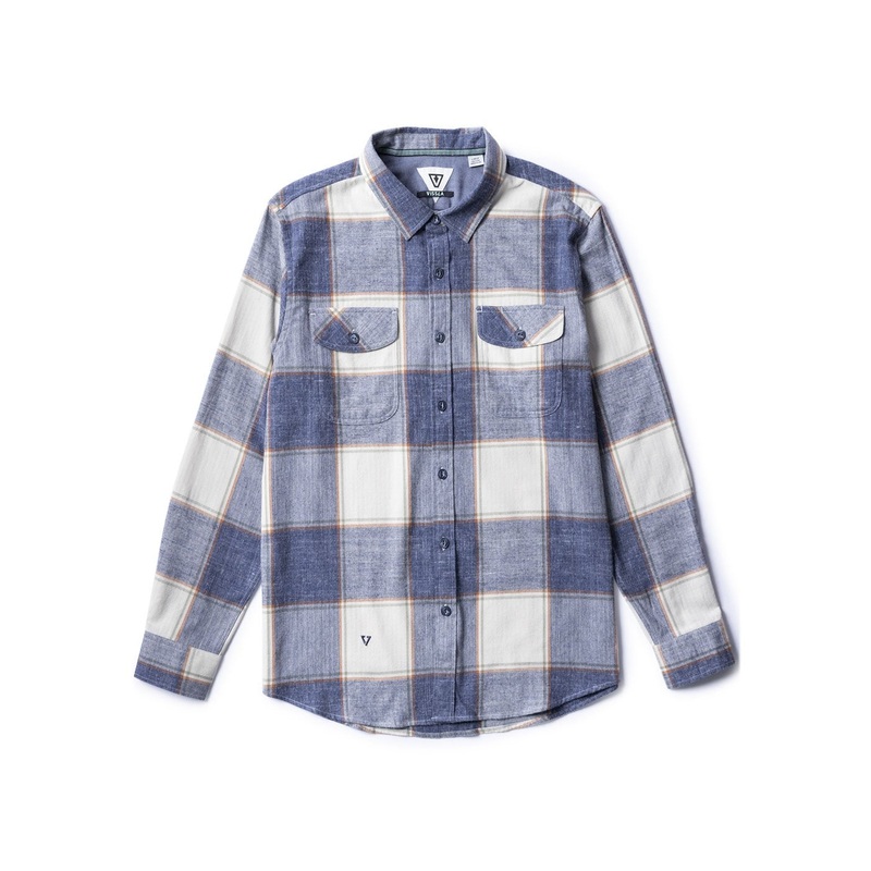 Vissla Central Coast Eco Flannel L/S Shirt-Dark Naval Heather