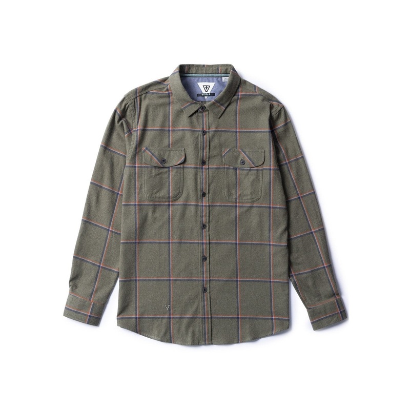 Vissla Central Coast Eco Flannel L/S Shirt-Dark Olive