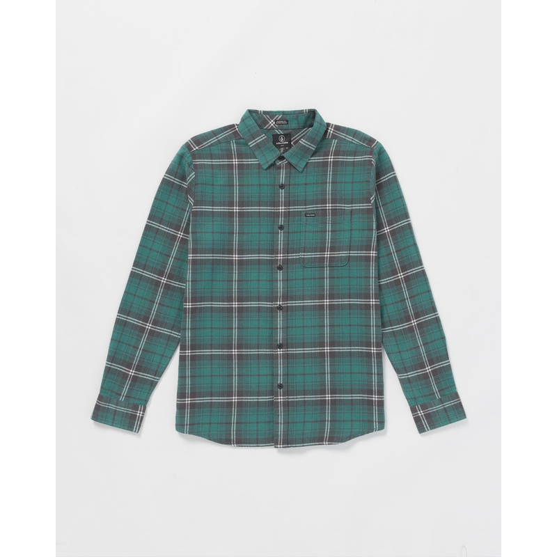 Volcom Caden Plaid L/S Shirt-Sea Green