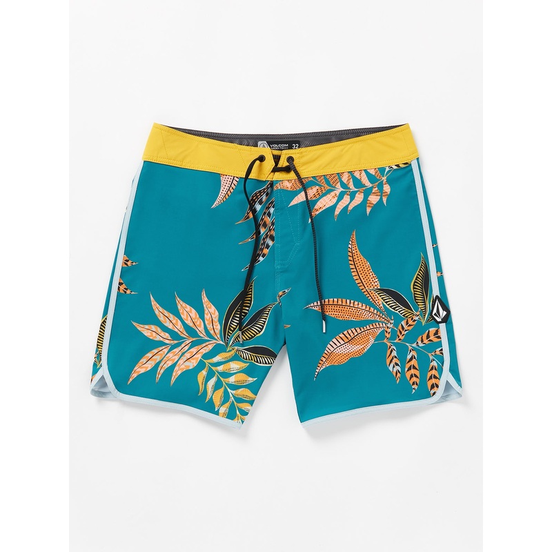 Volcom Lido Print Scallop Mod 19 Boardshorts-Ocean Teal