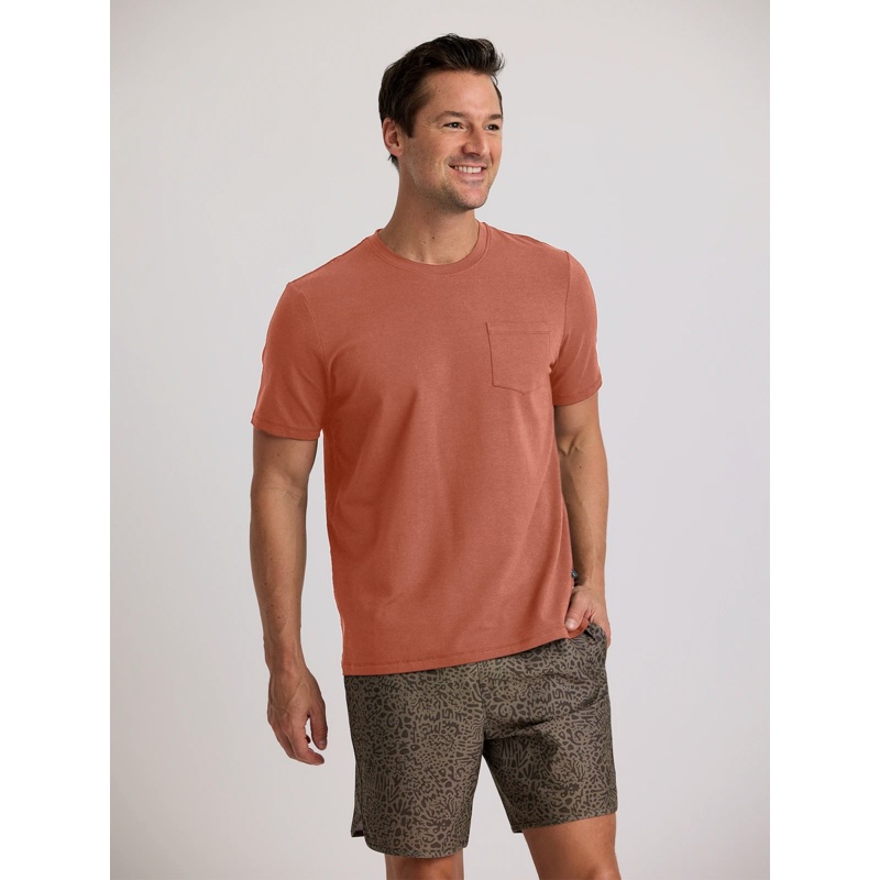 Free Fly Bamboo Current Pocket Tee-Redwood