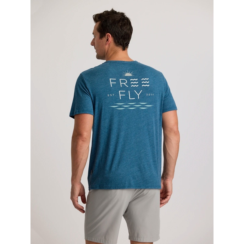 Free Fly Salt and Sun Pocket Tee-Heather Legion Blue