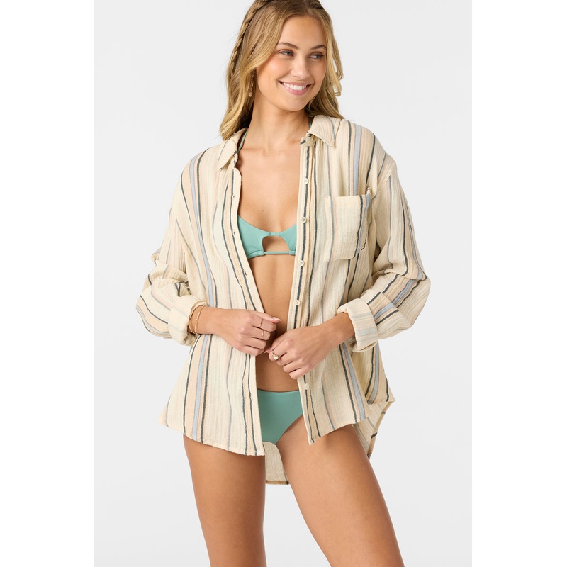 O’Neill Leni Stripe Relaxed L/S Shirt-Tapioca