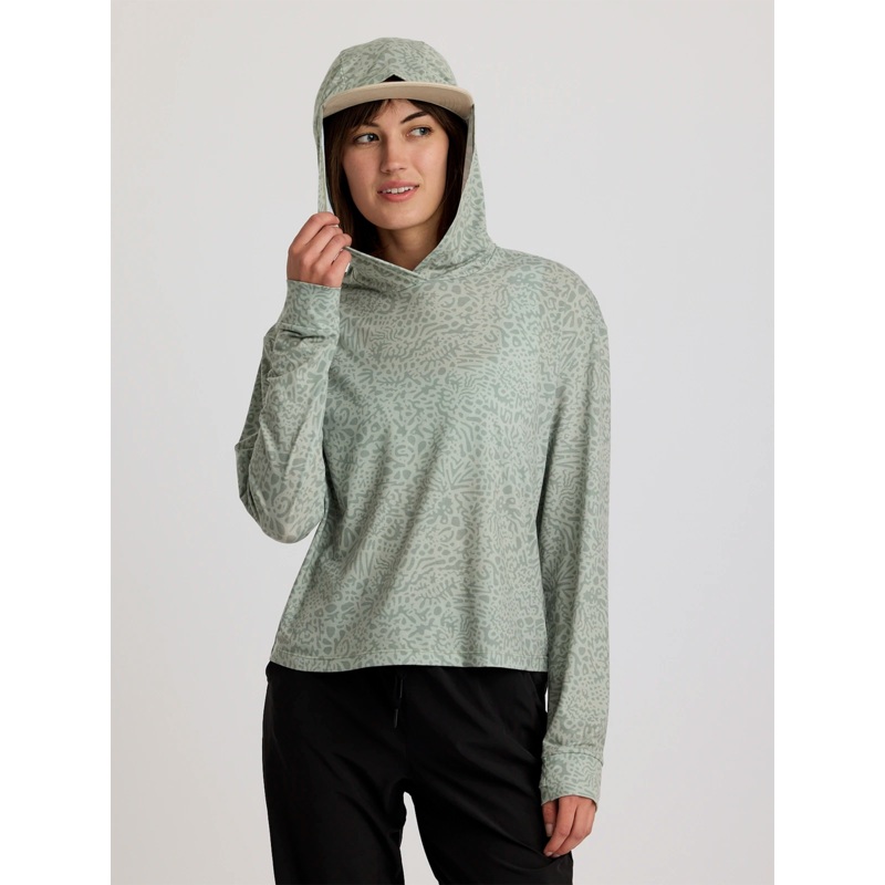 Free Fly Elevate Lightweight Hooded L/S Shirt-Drifter Print Desert Sage