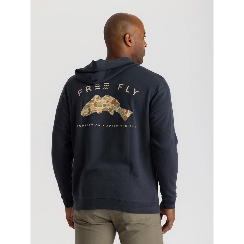 Free Fly Vintage Camo Redfish Hooded Sweatshirt-Black Sand