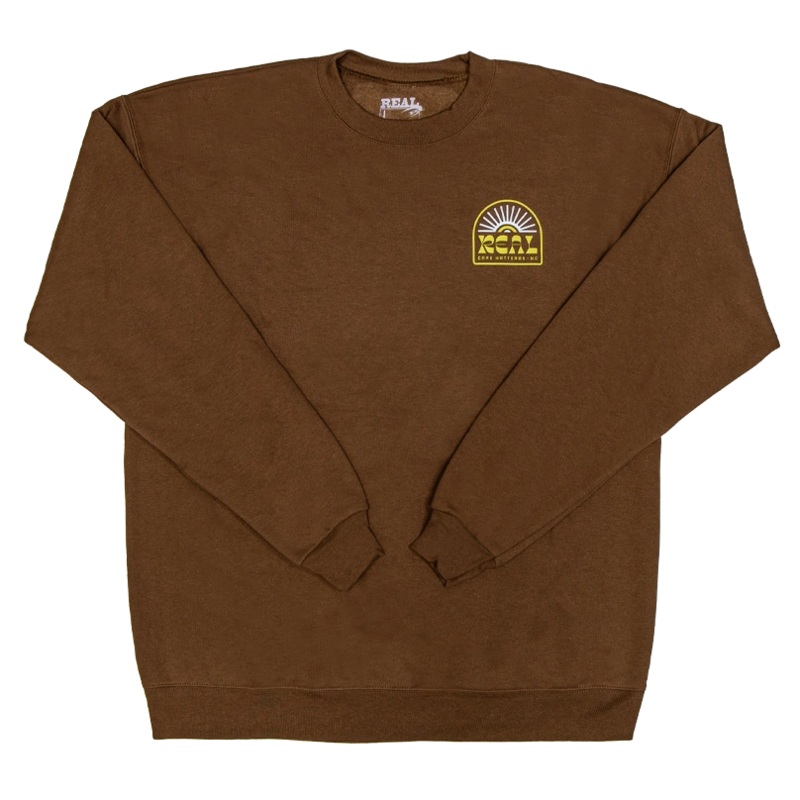 REAL Sun Ray Badge Crew Sweatshirt-Army Brown