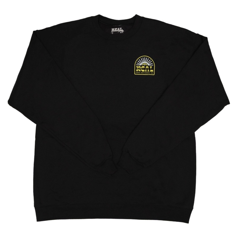 REAL Sun Ray Badge Crew Sweatshirt-Black