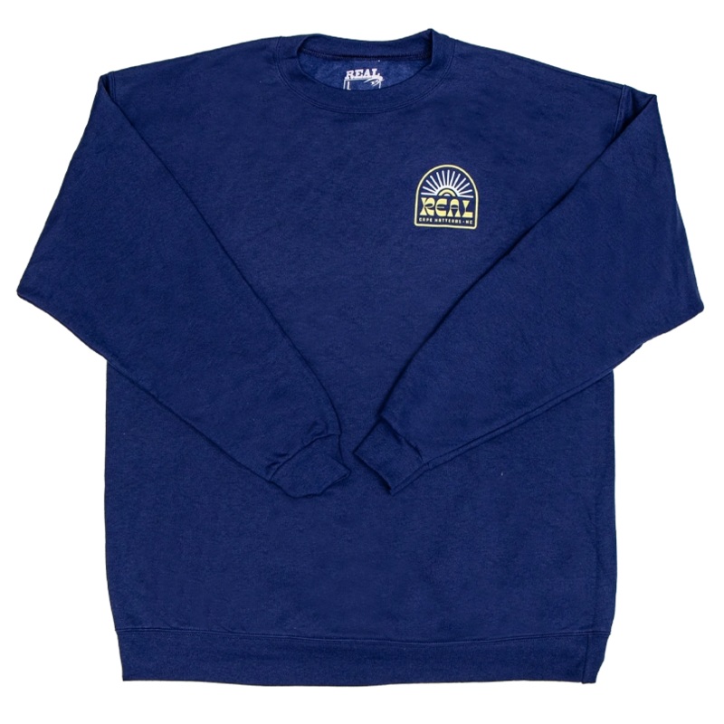 REAL Sun Ray Badge Crew Sweatshirt-Navy