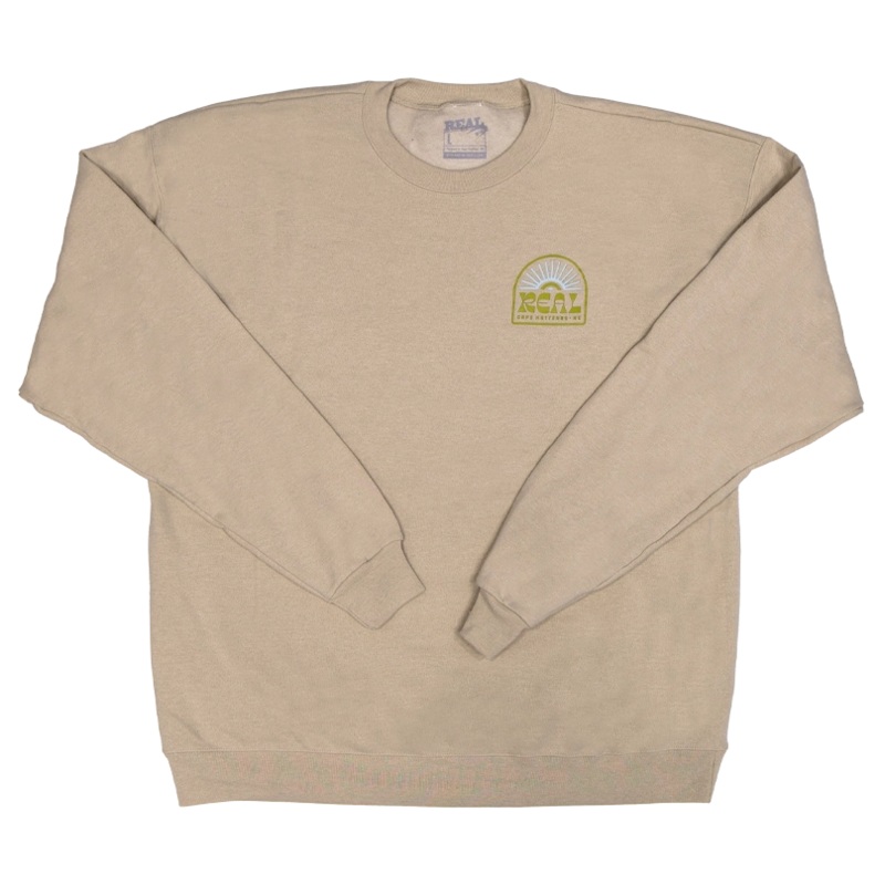 REAL Sun Ray Badge Crew Sweatshirt-Sand