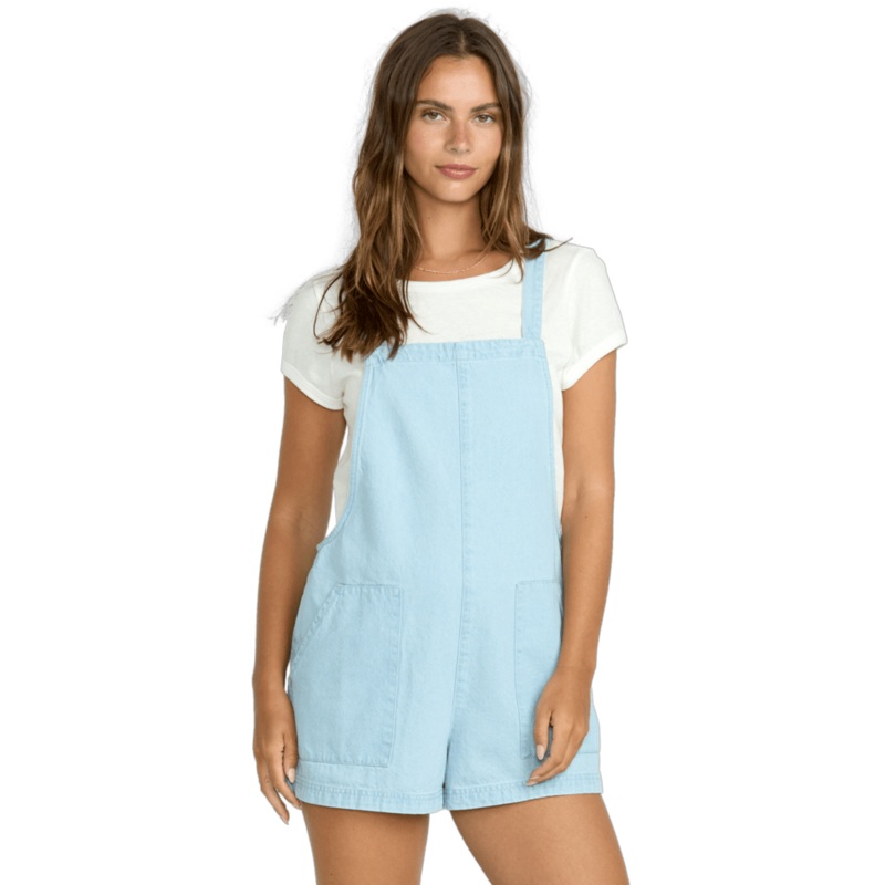 Billabong Beach Crush Denim Romper-Salt Blue