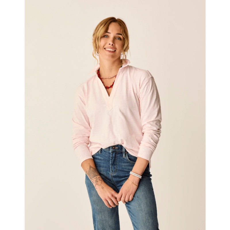 Carve Designs Mara Slub Polo L/S Shirt-Pastel