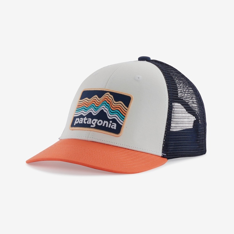 Patagonia K’s Trucker Hat-Ridge Rise Stripe: Coho Coral